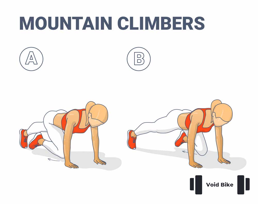Mountain climbers home workout female exercise