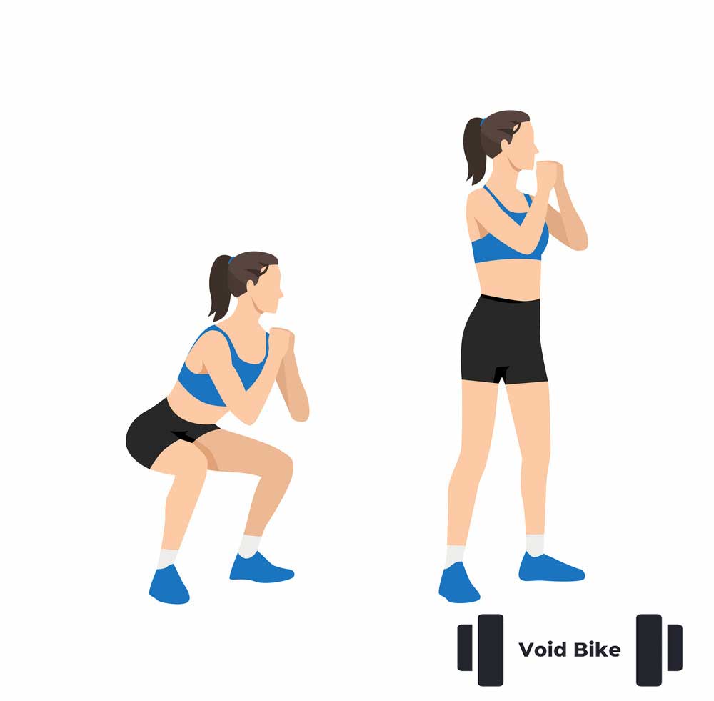 Woman doing bodyweight squats exercise
